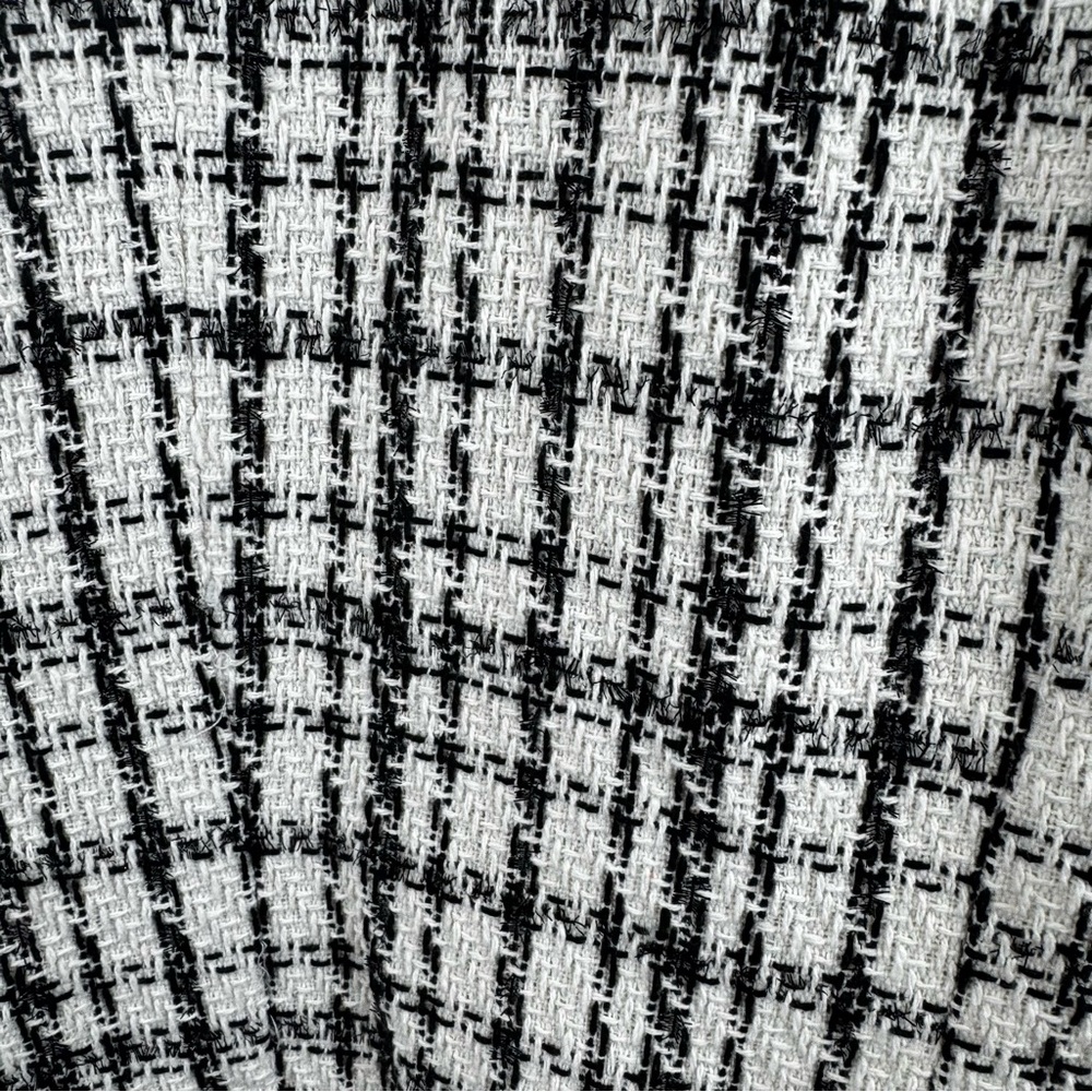 Nanette Lepore Double Breasted Windowpane Cream Tweed Plaid Blazer Sz 12 - Picture 8 of 11